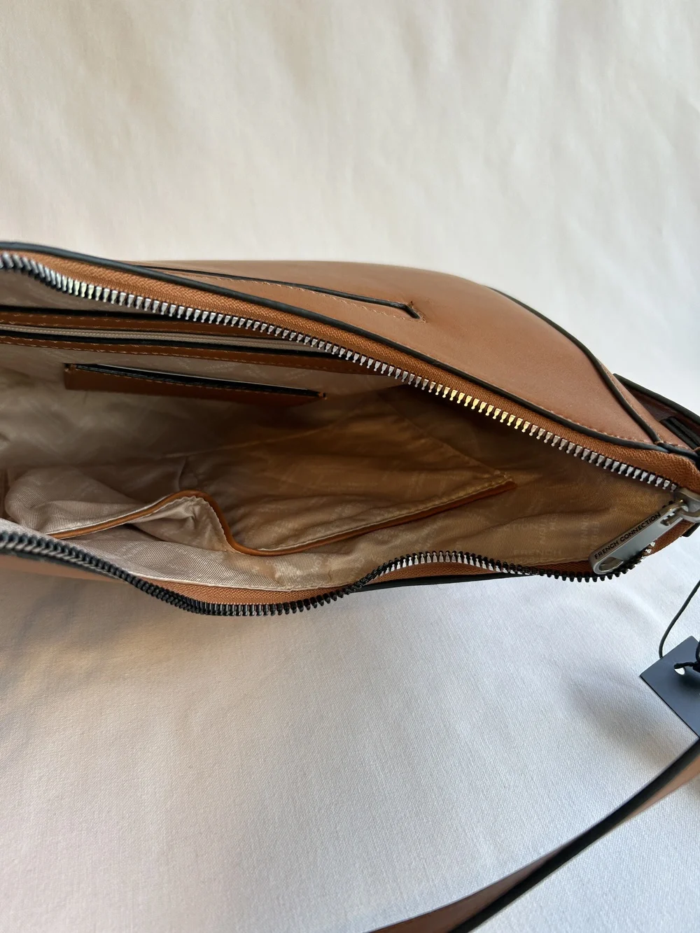 French Connection Shoulder Bag Womens Honey Bronze Elena Moon Shape Studded New